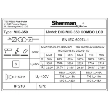Sherman DIGIMIG 350 COMBO LCD